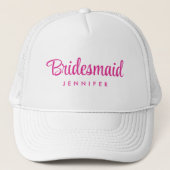 Bruiloft Heet Roze Bachelorette Bruidsmeisje Naam Trucker Pet (Voorkant)