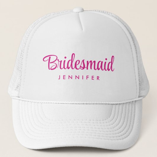Bruiloft Heet Roze Bachelorette Bruidsmeisje Naam Trucker Pet (Voorkant)