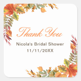 Bruiloft Herfst Bladeren Bruidsshower Vierkante Sticker
