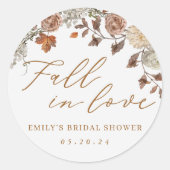 Bruiloft Herfst Loof Liefde Bruidsborrel Ronde Sticker (Voorkant)