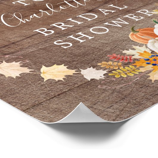 Bruiloft herfst pompoenen bruidsshower welkom poster (Hoek)