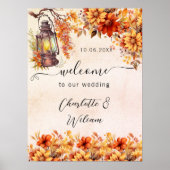 Bruiloft herfst sinaasappel bloemen welkom poster (Voorkant)