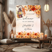 Bruiloft herfst sinaasappel bloemen welkom poster