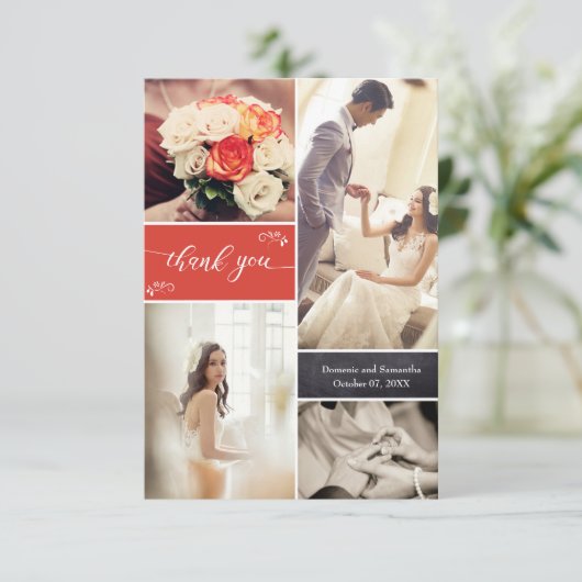 Bruiloft herinneringen" gepersonaliseerd dank u bedankkaart (Staand voorkant)