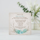 bruiloft hernieuwing turquoise floral twig bouquet kaart (Staand voorkant)
