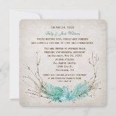 bruiloft hernieuwing turquoise floral twig bouquet kaart (Voorkant)