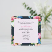 bruiloft hernieuwing waterverf floral on black kaart (Staand voorkant)