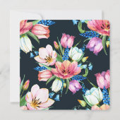 bruiloft hernieuwing waterverf floral on black kaart (Achterkant)