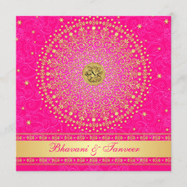 Bruiloft | Hindoe | Ganesh | roze, goud | Rollen Kaart