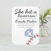 Bruiloft Home Run Thema Bruidsfeest Baseball Kaart (Staand voorkant)