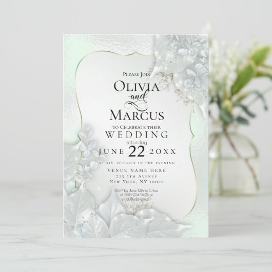 BRUILOFT | Honeydew Green Pearl Shimmer Kaart (Staand voorkant)