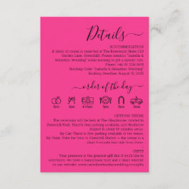 Bruiloft Hot Roze Fuchsia Details Informatiekaartje