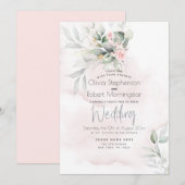 Bruiloft | Houtland Greenery Bleek Roze Roze Kaart (Voorkant / Achterkant)