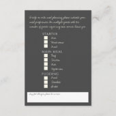 Bruiloft houtskool wit blad monogram maaltijdoptie informatiekaartje (Achterkant)