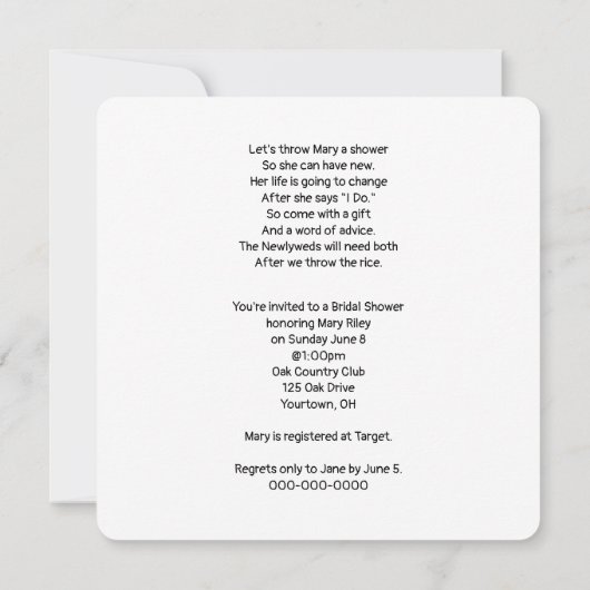 Bruiloft humor kaart (Achterkant)