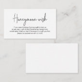 Bruiloft huwelijksreis wens, modern handgeschreven informatiekaartje (Voorkant / Achterkant)