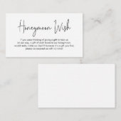 Bruiloft huwelijksreis wens, modern handgeschreven informatiekaartje (Voorkant / Achterkant)