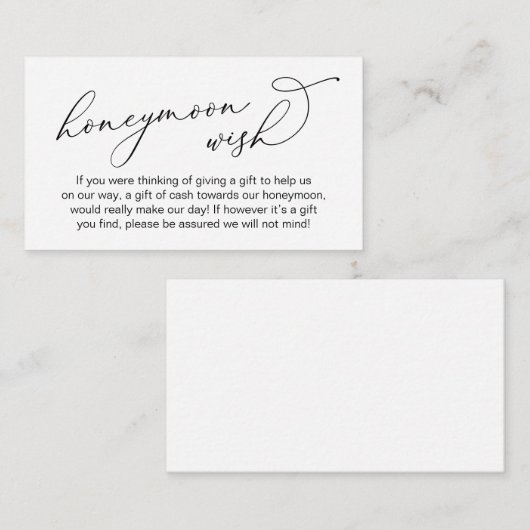Bruiloft huwelijksreis wens, modern romantisch scr informatiekaartje (Voorkant / Achterkant)
