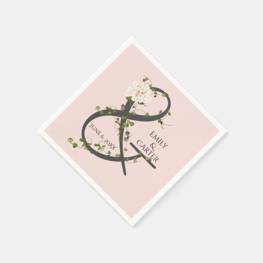 Bruiloft Hydrangea en Ivy Ampersand Servet (Hoek)