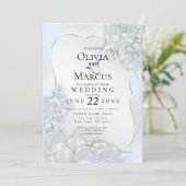 BRUILOFT | Icy Blue Pearl Shimmer Kaart (Staand voorkant)