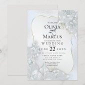 BRUILOFT | Icy Blue Pearl Shimmer Kaart (Voorkant / Achterkant)
