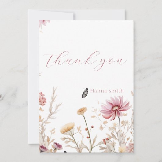 Bruiloft in bloei Bruidsjurk shower   Bedankkaart (Voorkant)