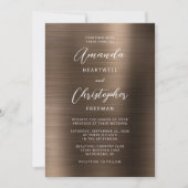 Bruiloft in bronzen geborsteld metaal schrift kaart (Voorkant)
