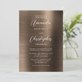Bruiloft in bronzen geborsteld metaal schrift kaart (Staand voorkant)