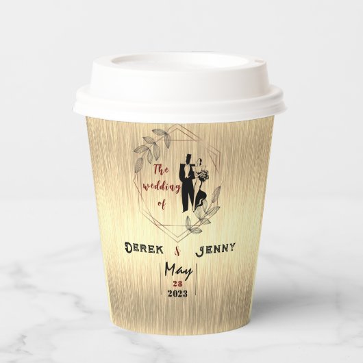 Bruiloft in Bruin Papieren Bekers (Voorkant)