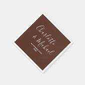 Bruiloft in bruine script minimalist stijl servet (Hoek)