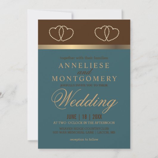 Bruiloft in chocolade en donker Blauwgroen Kaart (Voorkant)