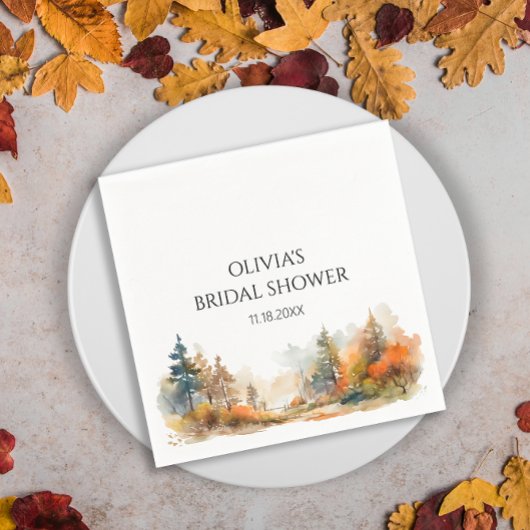 Bruiloft in de herfst in een landelijke bos servet