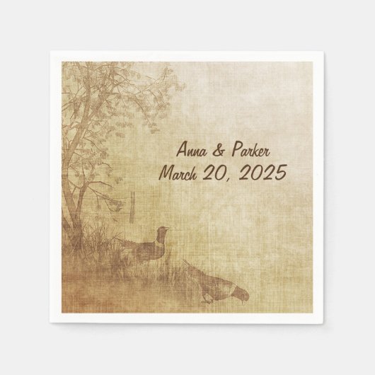 bruiloft in de herfst met fazanten servet (Voorkant)