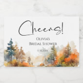 Bruiloft in de herfstige boslandschap sparkling wijnetiket (Enkel label)