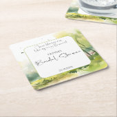 Bruiloft in de sfeer van een rustieke boslente kartonnen onderzetters (Schuin)