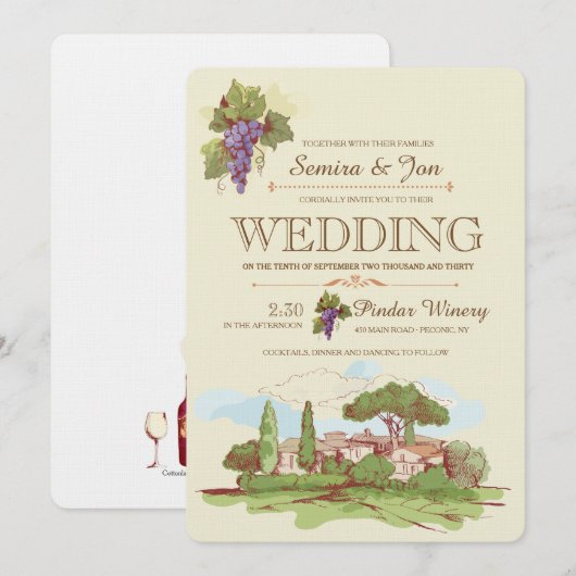 bruiloft in de wijnbouw kaart (Voorkant / Achterkant)