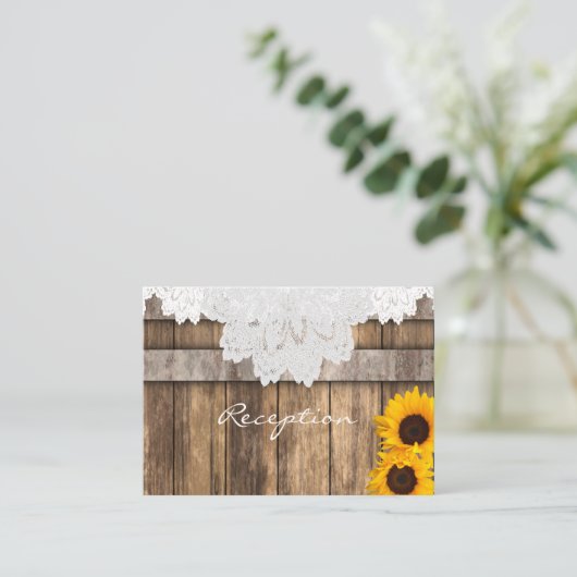 Bruiloft in een rustiek hout en kant - Receptie Informatiekaartje (Staand voorkant)