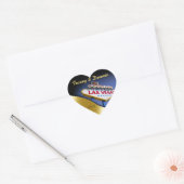 Bruiloft in Fabulous Las Vegas Metallic Gold Heart Hart Sticker (Envelop)