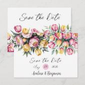 Bruiloft in Harmonie met Levendige Bloemen Save The Date (Voorkant / Achterkant)