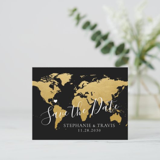 Bruiloft in het buitenland Bestemming opslaan van  Aankondigingskaart (Staand voorkant)