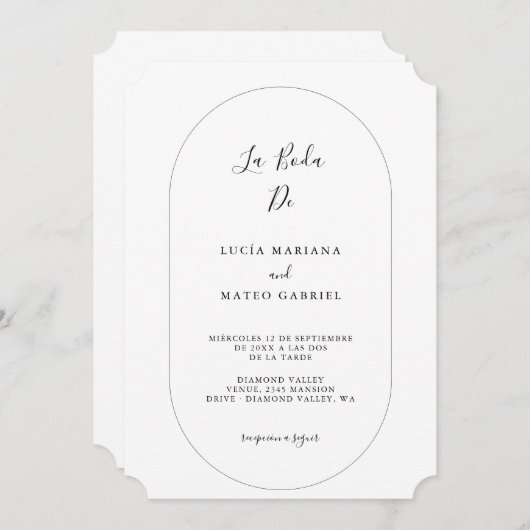 Bruiloft in het Spaans | Kalligrafie Modern La Bod Kaart (Voorkant / Achterkant)