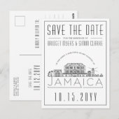 Bruiloft in Jamaica Gestileerde Skyline Save the D Briefkaart (Voorkant / Achterkant)