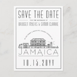 Bruiloft in Jamaica Gestileerde Skyline Save the D Briefkaart