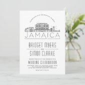 Bruiloft in Jamaica | Gestileerde Skyline uitnodig Kaart (Staand voorkant)