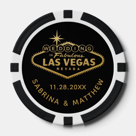 Bruiloft in Las Vegas Sign Casino Favor Poker Chips (Voorkant)