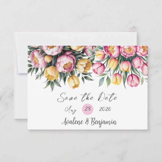 Bruiloft in Levendige Bloem Harmonie Save The Date (Voorkant)