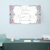 Bruiloft in levendige Mexicaanse feeststijl regenb Spandoek (Beurs)