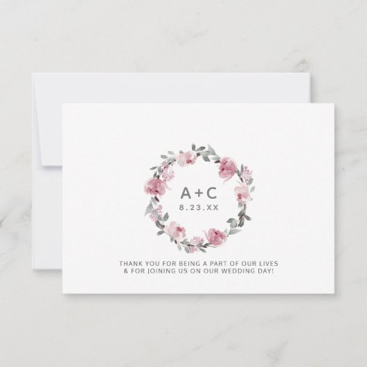 bruiloft in Lieu van Favors Dusty Roos Mauve Bedankkaart (Achterkant)