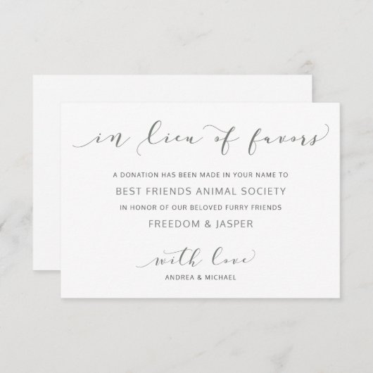 bruiloft in Lieu van Favors Dusty Roos Mauve Bedankkaart (Voorkant / Achterkant)