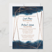 Bruiloft in marine en brons geometrisch kaart (Voorkant)